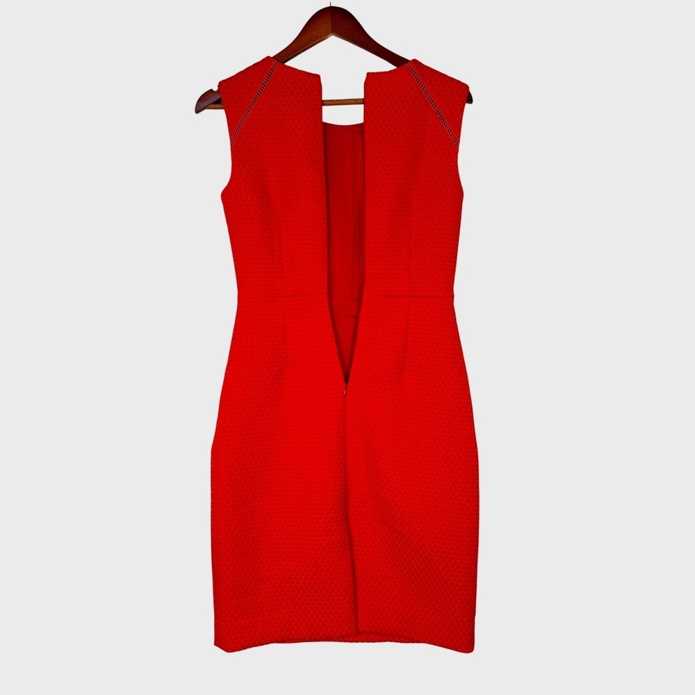 J.Crew Portfolio Dress Red Textured Matelasse Sheath Dress Size 00 - Picture 6 of 10